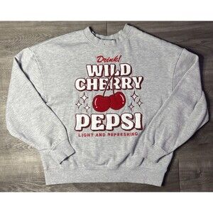 Drink Wild Cherry Pepsi Sweater Fuzzy Embroidered Limited Edition Size Small